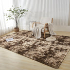 Andency Soft Area Rugs for Living Room Bedroom, 5x8 Fluffy Shaggy Bedside Rug, Non-Slip Large Shag Fuzzy Plush Carpets for Bedroom Kids Dorm Nursery Home Decor Aesthetic, Tie-Dyed Brown