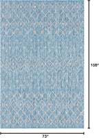 Unique Loom Outdoor Trellis Collection Area Rug - Tribal Trellis (6' 1" x 9' Rectangle, Aqua/ Ivory)