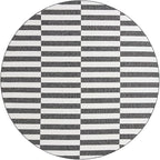 Unique Loom Outdoor Striped Collection Area Rug - Striped (10' 8" Round, Charcoal/Ivory)