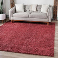 Unique Loom Davos Shag Collection Area Rug - Solid (3' 3" Square, Poppy)