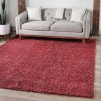Unique Loom Davos Shag Collection Area Rug - Solid (3' 3" Square, Poppy)