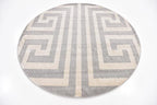 Unique Loom Athens Collection Classic Geometric Modern Border Design Area Rug (6' 0 x 6' 0 Round, Gray/ Beige)