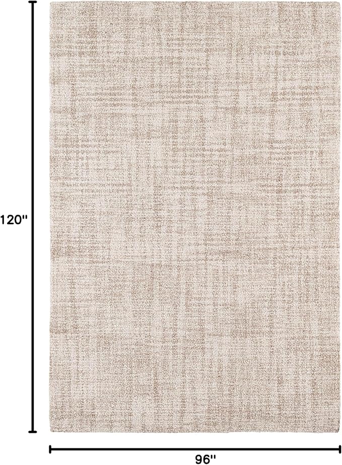 Dash and Albert Crosshatch Wool Area Rug - 7.5 X 9.5 Ivory Solid Hand Micro Hooked Accent Rug - Durable, High Traffic Areas Bedroom, Hallway, Stairs - Premium Luxury Hotel Quality Soft Breathable