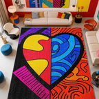 Abstract Rugs for Living Room - Colorful Pop Art Area Rugs 7x10, Hippie Aesthetic Funky High Traffic Lightweight Extra Large Carpet Home Decor #C129