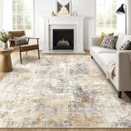 7x7 Area Rugs Living Room: Large Washable Abstract Modern Soft Rug Stain Resistant Indoor Floor Non-Slip Accent Carpet for Bedroom Nursery Playroom Dining Room Office Dorm Home Decor- Gray Gold
