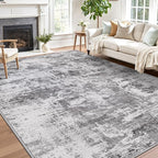 LUMI 5x8 Washable Area Rug for Living Room, Ultra Soft Modern Neutral Grey Rugs Non Slip with Rubber Backing, Low Profile, High Traffic, Stain Resistant Carpets, Ideal for Bedroom, Dining Room