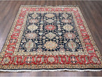 Black Vegetable Dyes Wool Soft Pile Karjihooz Design with All Over Pattern Hand Knotted Square Oriental Rug (8'x8')