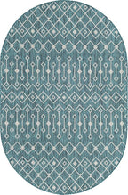 Unique Loom Outdoor Trellis Collection Area Rug - Tribal Trellis (5' 3" x 8' Oval, Teal/ Ivory)