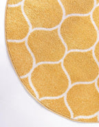Rugs.com Lattice Frieze Collection Rug – 6' Round Yellow Medium Rug Perfect for Kitchens, Dining Rooms