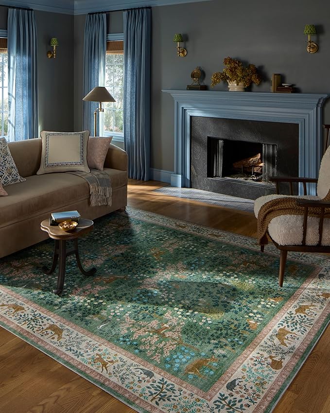 Loloi Rifle Paper Co. Canopy Collection CNP-02 Sage/Blush 3'-9" x 3'-9" Round Accent Rug
