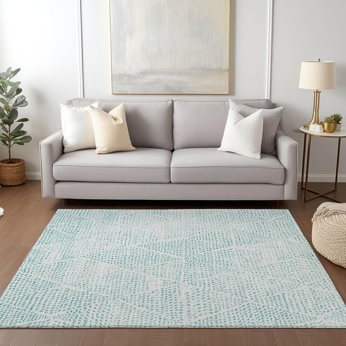 Addison Rugs Chantille ACN591 Aqua 8' x 10' Indoor Outdoor Area Rug, Easy Clean, Machine Washable, Non Shedding, Bedroom, Living Room, Dining Room, Kitchen, Patio Rug