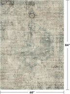 Neutral Abstract Area Rug for Living Room - 5x7 Washable Rug for Large Entryway, Mudroom, Home Office, Moss Cool Green Modern Contemporary & Non Skid Thin Décor