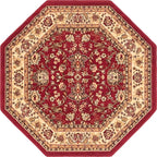 Unique Loom Sialk Hill Collection Area Rug - Washington (5' 3" Octagon Burgundy/Cream)