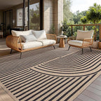 Tangsoo Rainbow Easy Jute Rug 5x7 Large Washable Area Rug for Living Room,Black Non-Slip Thin Outdoor Rug,Modern Farmhouse Indoor Carpet for Dining Room Table Bedroom Patio