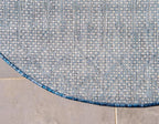 Unique Loom Outdoor Trellis Collection Area Rug - Tribal Trellis (8' Round, Blue/ Ivory)