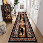 Rustic Cabin Bear Runner Rug, 2.6x10ft, Native American Long Runner Rug, Wildlife Black Bear Forest Hallway Rug, Vintage Brown Non-Slip Washable Southwestern Style Rug for Entry Kitchen