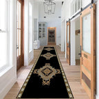Vintage Baroque Art Long Hallway Rugs Runners, 2x8ft, Luxury European Geometric Living Room Rug, Gold Greek Meandering Soft Washable Mats, Shed Resistant Pet Friendly Carpet for Indoor