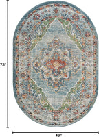 Unique Loom Isabella Collection Area Rug - Rossellini (4' 1" x 6' 1" Oval, Blue/ Beige)