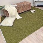 Alfa Rich 3x10 Green Washable Area Rugs for Living Room Hallway Kitchen Cotton Decor Solid Runner Rug