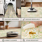 Vintage Beige Green 2'6" x 8' Runner Rug for Kitchen, Hallway, Bathroom, Entryway Indoor, Laundry Room, Washable Non Slip Rubber Backing Stain Resistant