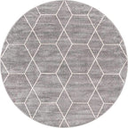 Unique Loom Trellis Frieze Collection Area Rug - Geometric (7' Round, Light Gray/ Ivory)