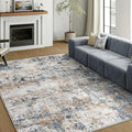 5x7 Washable Area Rug for Living Room, Multicolor Modern Vintage Abstract Rug Large Non-Slip Low Pile Soft Faux Wool Carpet, Kids and Pets Friendly for Bedroom Dining Room Farmhouse Home Decor Rug