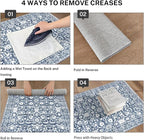 Vintage Floral 2x5 Runner Rug, Light Blue White Washable Kitchen Runner Rug Non-Slip Hallway Rug Runner Super Soft Thin Printed Faux Wool Carpet for Entryway Bedroom Bedside Laundry Room Indoor