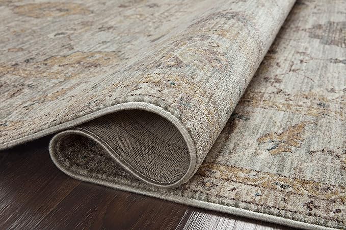 Loloi Magnolia Home by Joanna Gaines Millie Collection MIE-02 Sky/Gold 5'-3" x 7'-6", .25" Pile Height, Area Rug