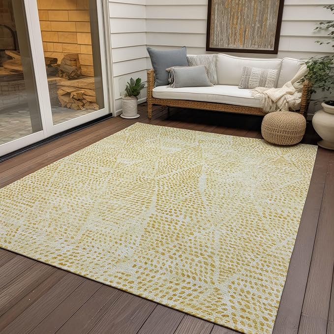 Addison Rugs Chantille ACN591 Wheat 9' x 12' Indoor Outdoor Area Rug, Easy Clean, Machine Washable, Non Shedding, Bedroom, Living Room, Dining Room, Kitchen, Patio Rug
