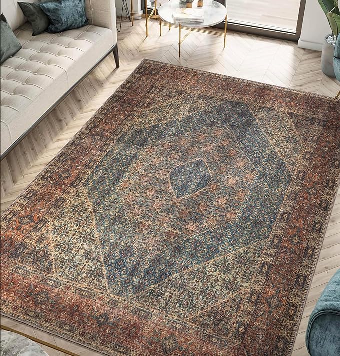 Keen Home Design 3x5 Rug - Machine Washable Entry Rug with Non-Slip Backing, Ideal for Enteryway, Kitchen, Bathroom, Laundry Room - Vintage, Easy Clean, Durable, Low Pile Rug - (3' x 5')