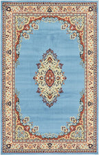 Unique Loom Reza Collection Traditional Persian Style Area Rug, Rectangular 5' 1" x 8' 0", Light Blue/Ivory