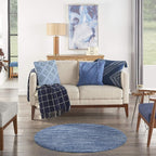 Nourison Home Nourison Essentials Navy Blue 4' x Round Area Rug - Easy Clean, Non Shedding, Bed Room, Living Room, Dining Room, Kitchen (4' x Round)