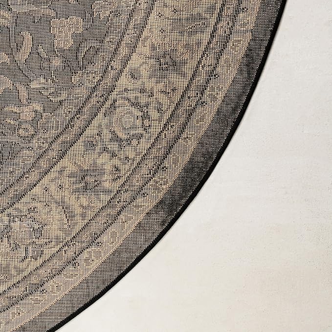 Unique Loom Sialk Hill Collection Area Rug - Washington (3' 3" Round Black/Gray)