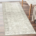 ReaLife Rugs Machine Washable Area Rug Runner - Living Room Bedroom Bathroom Kitchen Entryway Office - Padded Low Pile Stain Resistant Premium - Boho Farmhouse Vintage - Lyle - Beige Ivory 2'6" x 6'