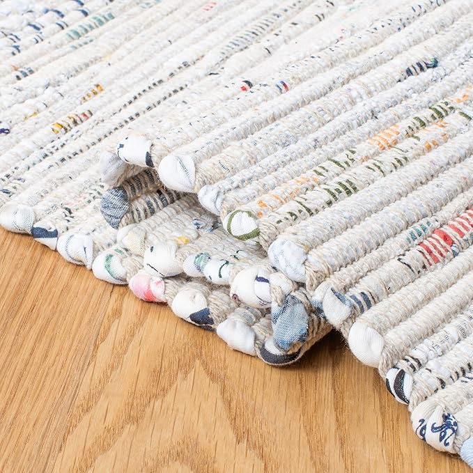 SAFAVIEH Rag Rug Collection Runner Rug - 2'3" x 20', Ivory & Multi, Handmade Boho Stripe Cotton, Ideal for High Traffic Areas in Living Room, Bedroom (RAR121G)