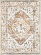 Lahome 9x12 Area Rugs for Living Room - Boho Non-Slip Washable Carpet Ultra-Thin Large Rug Lightweight Throw Foldable Dining Room Mat，Farmhouse Neutral Print Carpet for Bedroom Guest Room (Taupe)
