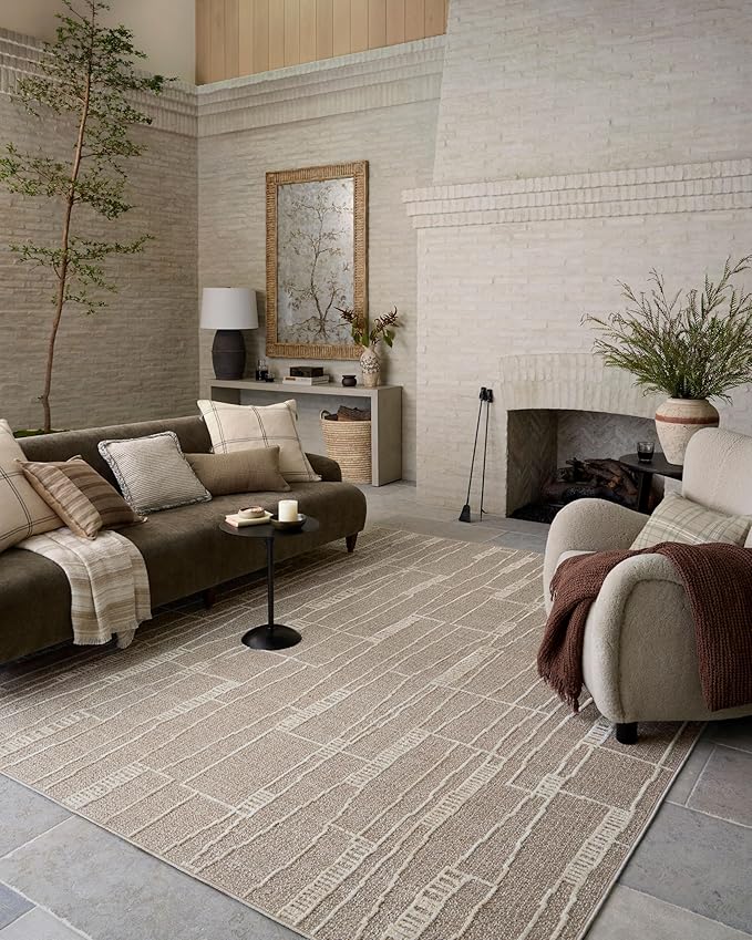 Loloi Amber Lewis Bexley Collection BEX-05 Mushroom/Natural 11'-6" x 15' Area Rug Neutral, Textured, Living, Bedroom, Dining, Carpet