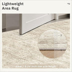 9x12 Area Rugs for Living Room, Non Slip Machine Washable Vintage Rugs, Low Pile Lightweight Large Rug for Bedroom, Dining Room, Home Office Beige