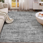 7x9 Area Rug Living Room Rugs - Washable Neutral Modern Abstract Soft Thin Rug Indoor Floor No Slip Rug Carpet for Bedroom Under Dining Table Home Office Decor - Dark Gray