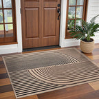 Tangsoo Easy Jute 3x5 Rug for Living Room,Non-Slip Thin Dark Brown Rainbow Indoor Outdoor Area Rug,Washable Boho Farmhouse Carpet for Front Porch Bedroom Patio Entryway