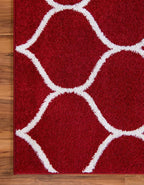 Rugs.com Lattice Frieze Collection Rug – 8' x 11' Red Medium Rug Perfect for Living Rooms, Large Dining Rooms, Open Floorplans