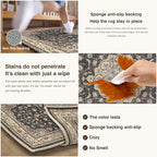 HUGEAR Machine Washable Area Rugs 5x7 Vintage Black Living Room Bedroom Rug Neutral Style Non Slip Stain Resistant Low Pile Throw Carpet for Home Retro Aesthetic Modern Decor