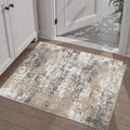 2x3 Abstract Area Rug Brown Washable Modern Entryway Carpet Non Slip Ultra Soft Neutral Low Pile Door Mat Contemporary Small Throw Rug for Bathroom Laundry Kitchen Dining Room