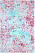 Modern Abstract 2x3 Girls Room Rug, Machine Washable Blush Pink Sky Blue Small Area Rug Thin Kitchen Mat Non-Slip, Print Faux Wool Soft Floor Carpet for Girl Women's Bedroom Entryway Bedside