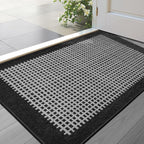 LUMI Inside Door Mat for Entry 24''x36'', Absorbent, Dirt Trapper, Low Profile Thin, Non Slip Mats with Rubber Backing, Ideal for Indoor, High Traffic, Garage, Entrance, Checkered Black