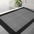 LUMI Inside Door Mat for Entry 17''x30'', Absorbent, Dirt Trapper, Low Profile Thin, Non Slip Mats with Rubber Backing, Ideal for Indoor, High Traffic, Garage, Entrance, Checkered Black