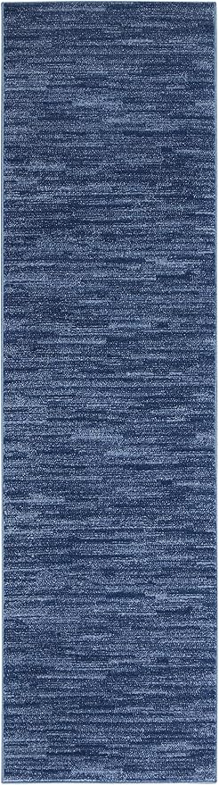 Nourison Home Nourison Essentials Navy Blue 2' x 6' Area Rug - Easy Clean, Non Shedding, Bed Room, Living Room, Dining Room, Kitchen (6' Runner)