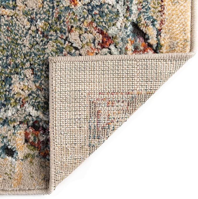 Unique Loom Isabella Collection Area Rug - Rossellini (4' 1" Square, Blue/ Beige)