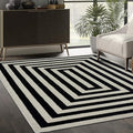 Abani Contemporary Black & Ivory 6' x 9' Area Rug, Contrasting Geometric Modern Stripe Symmetrical Living Room Carpet Rugs