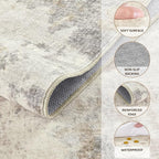 3x5 Area Rug Living Room Rugs - Washable Neutral Modern Abstract Soft Thin Rug Indoor Floor No Slip Rug Carpet for Bedroom Under Dining Table Home Office Decor - Light Brown/Gray